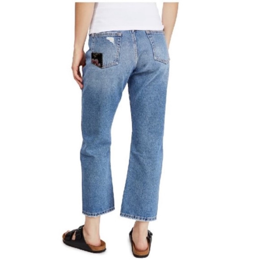 Free People Jeans Blue Size 25 We The Free Poppy Patch Denim Jeans NWT - Picture 4 of 15